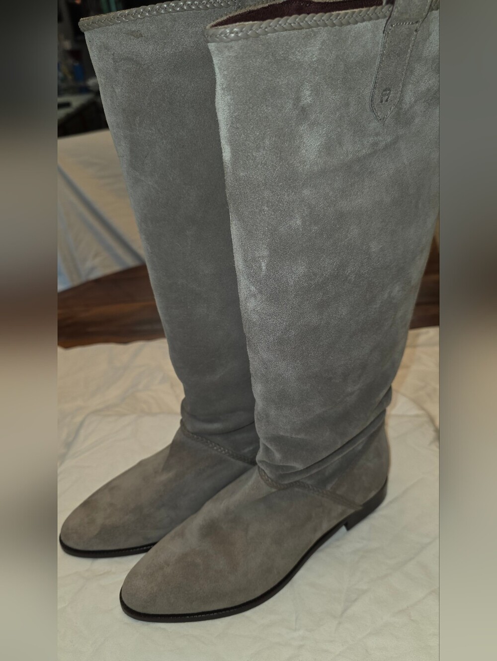 Etienne Aigner Gray Suede Knee-High Boots